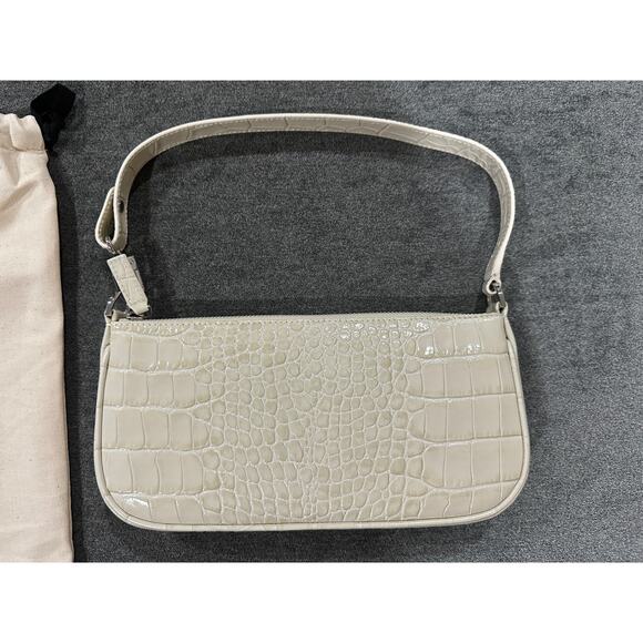 By Far Rachel Shoulder Bag Off White NWT Croc Embossed Leather Silver Hardware - Picture 6 of 11